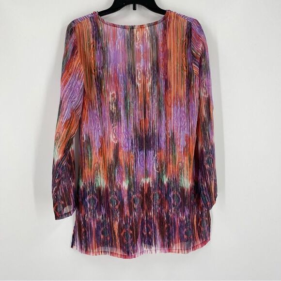 Lucky & Coco Women’s Scoop Neck Colorful Long Sleeve Beaded Neck Tunic Coverup M - Picture 4 of 4